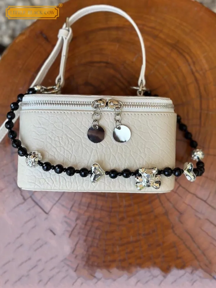 

Designer Vintage Women Zipper Genuine Leather Solid Color Small Flap Casual Versatile Single Shoulder Tote Handbag Crossbody Bag