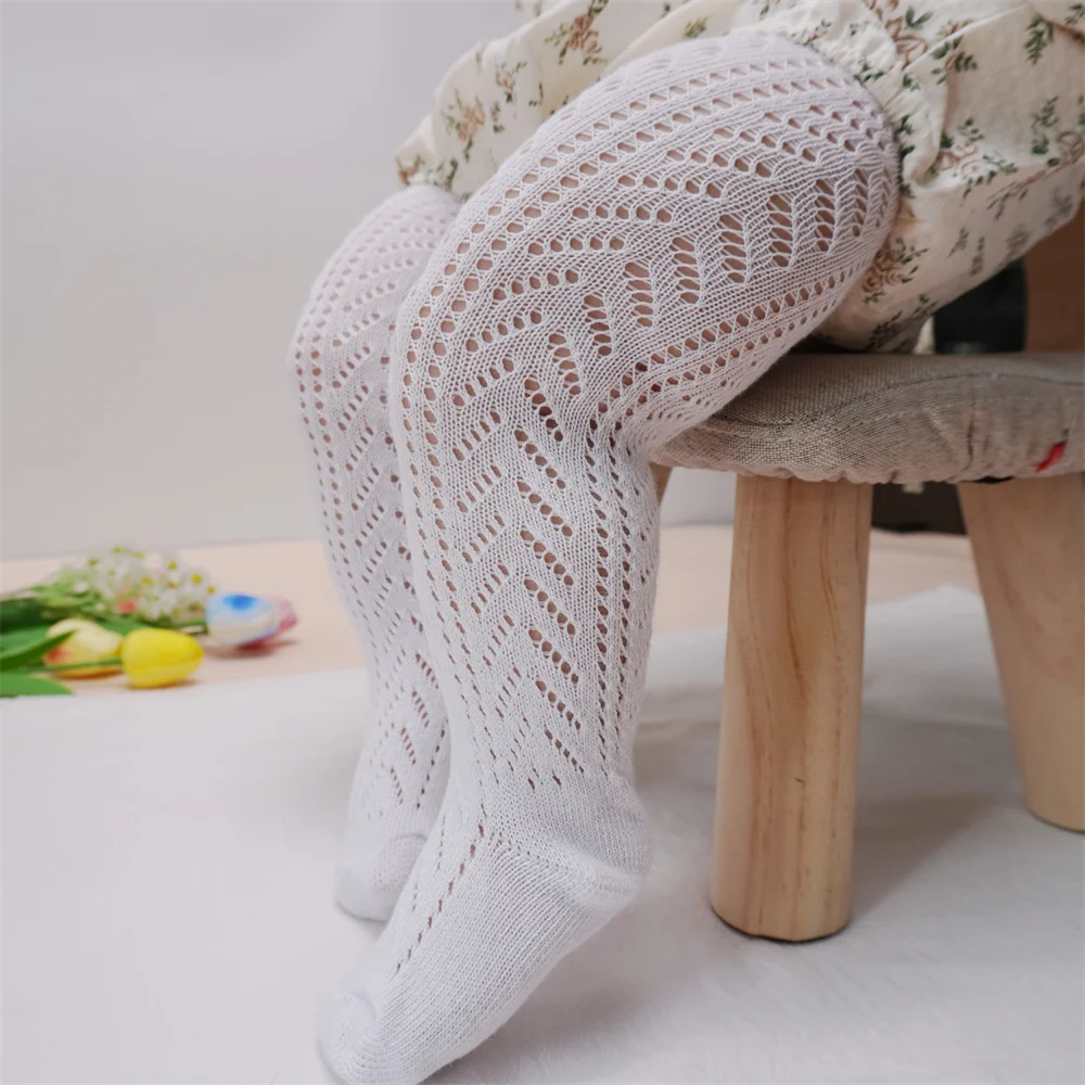 Summer Girls Tights Hollow Bow Stockings For Kids Mesh Pants Toddler Pantyhose Spain Style Thin Ballet Baby Bottom Tights