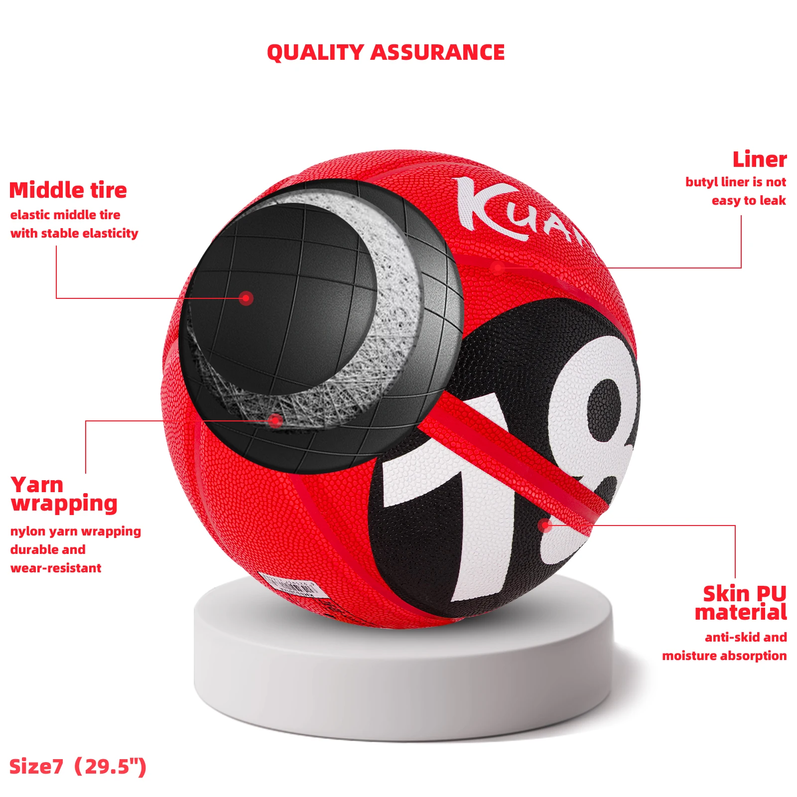 Kuangmi PROHIBIT 18 Streetball, Official Size 7 (29.5"), Training & Games & Competition Basketball,KMBB389