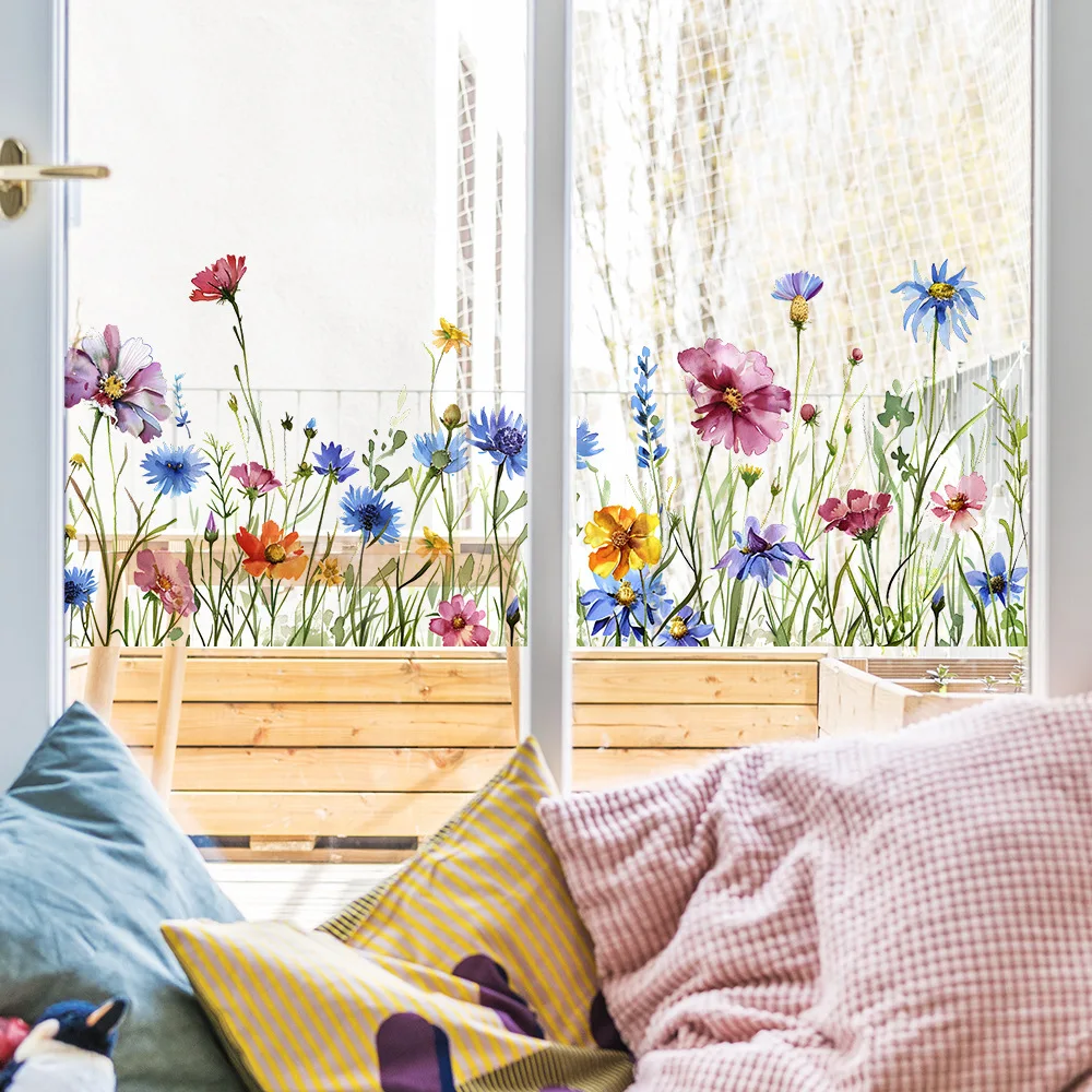Flower Decorative Vinyl Tile Wall Sticker For Gir Room Decor Adhesive Wallpaper Furniture Sticker Wall Decor Bedroom Accessories