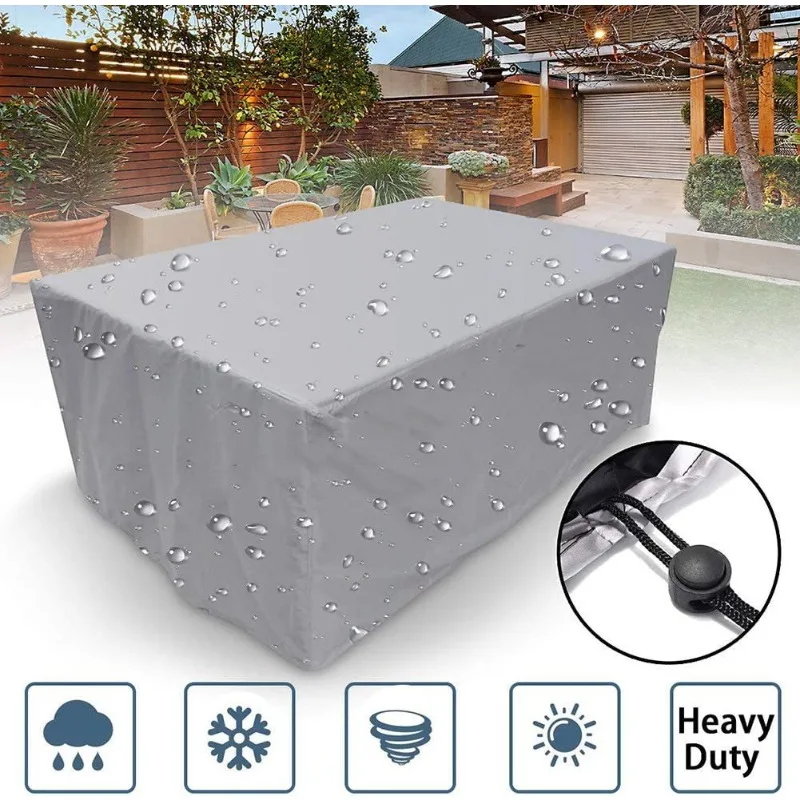 

210D Oxford Fabric Silver Outdoor Furniture Cover Waterproof Dustproof for Garden Patio Table and Chair Set Durable