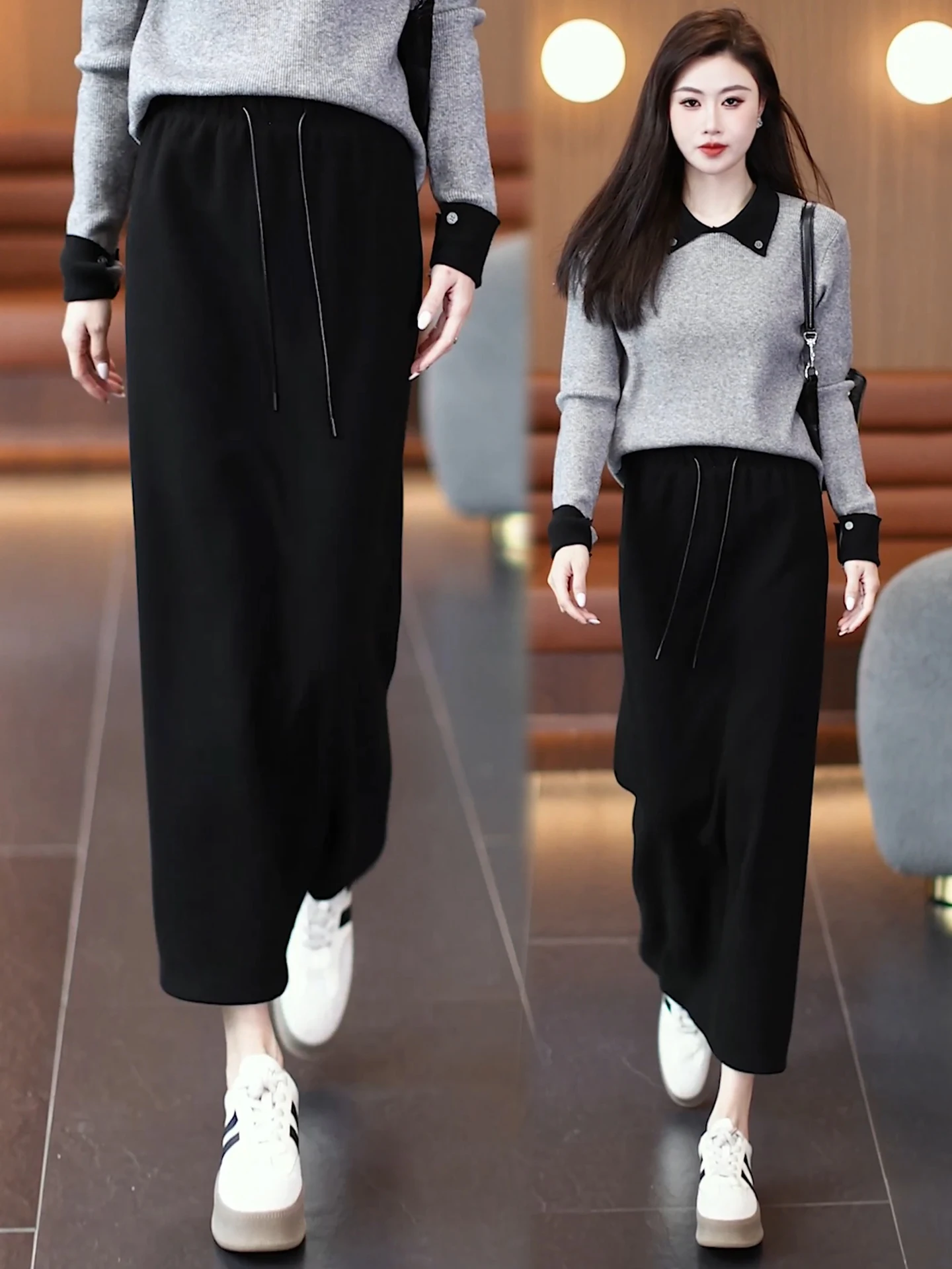 

High Waist Fleece Lined Straight Leg Skirt for Women Casual Slimming Split mid Length Wrap Skirt Autumn Winter New Arrival