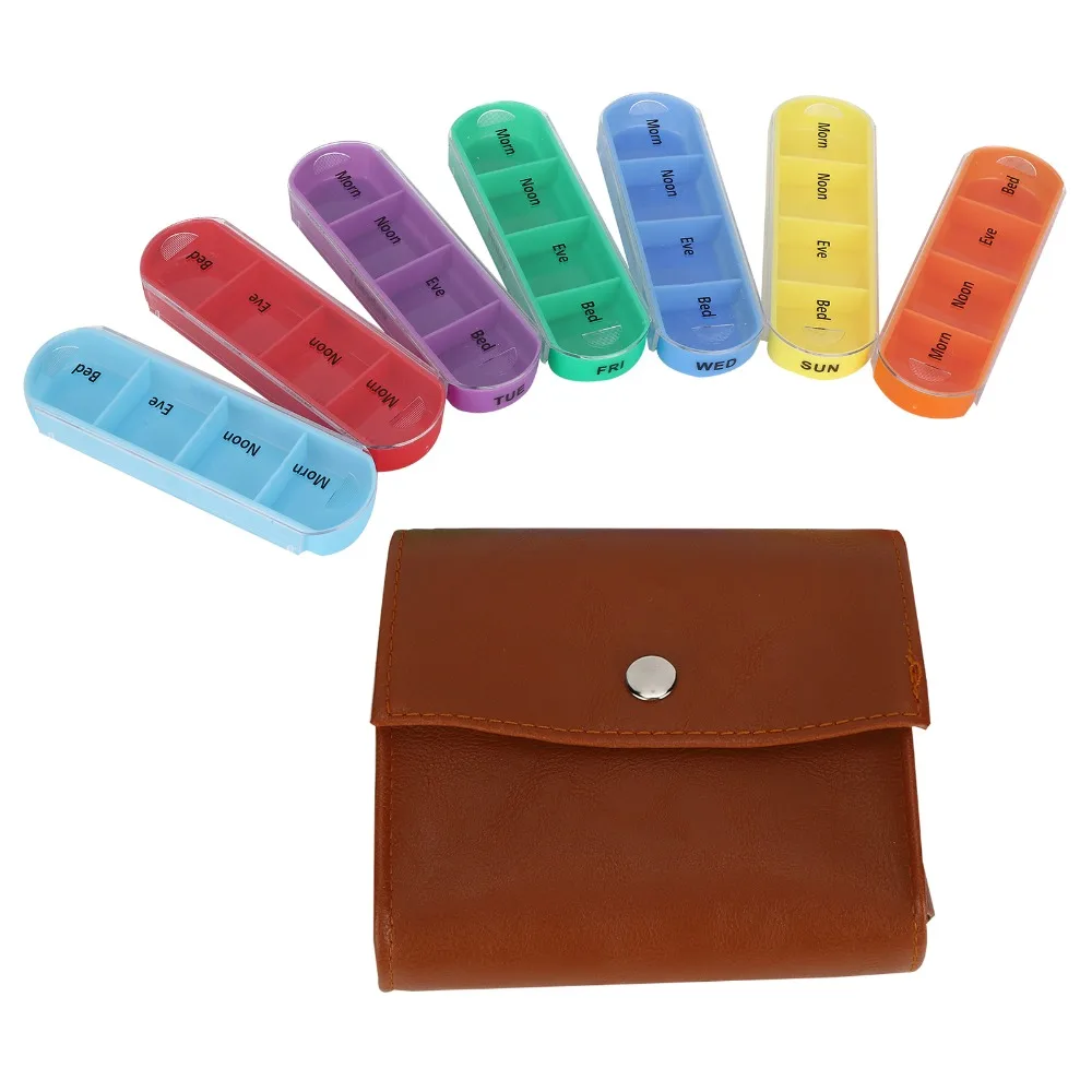 28 Grid Pill Organizer 7 Day Schedule Weekly Layout Pill Dispenser 4 Times A Day With Storage Bag Medicines Organizer Travel