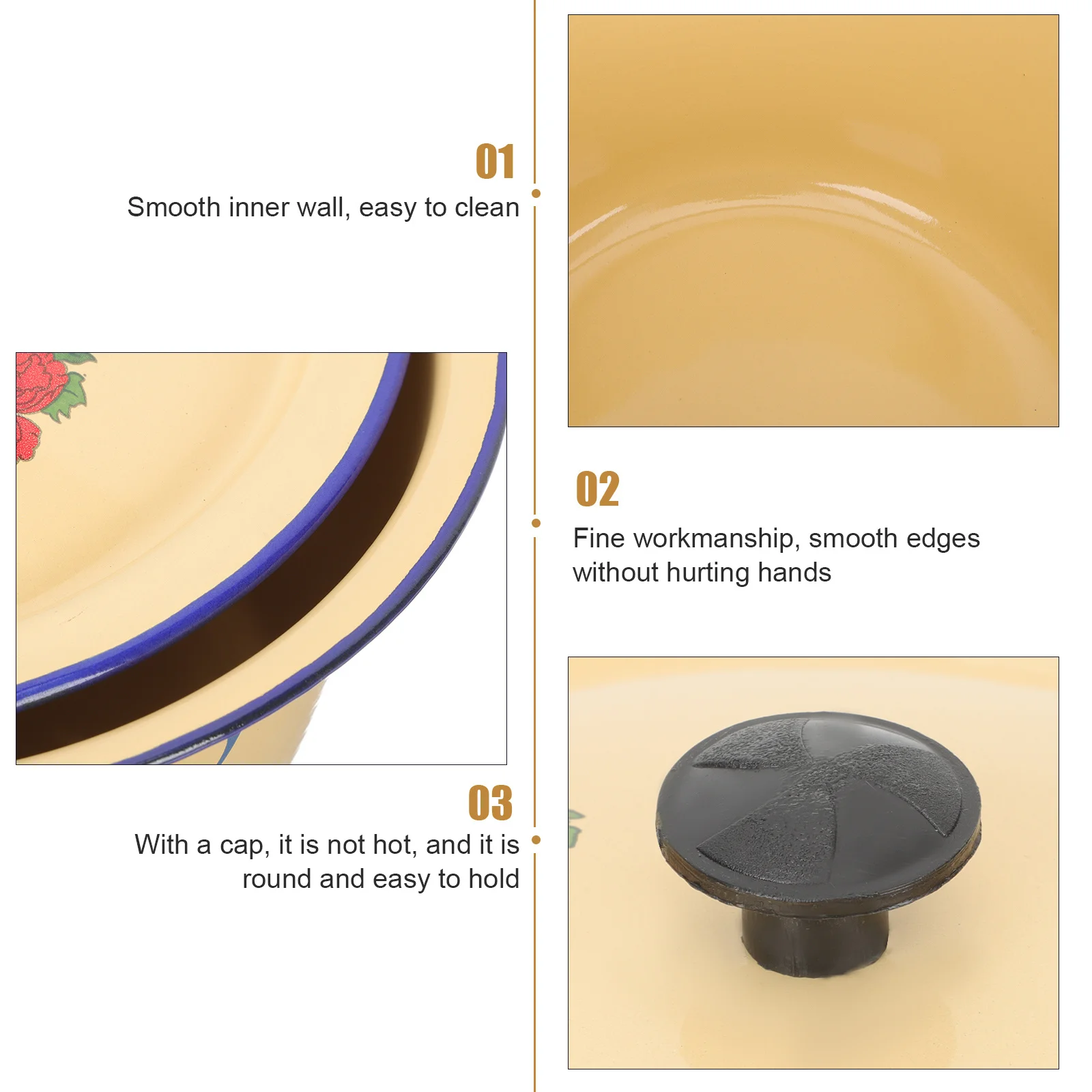 

Retro Enamel Basin Vintage Cover Household Washing Pot Kitchen Storage Container Soup Cold Meat Keeper Home Hotel Use