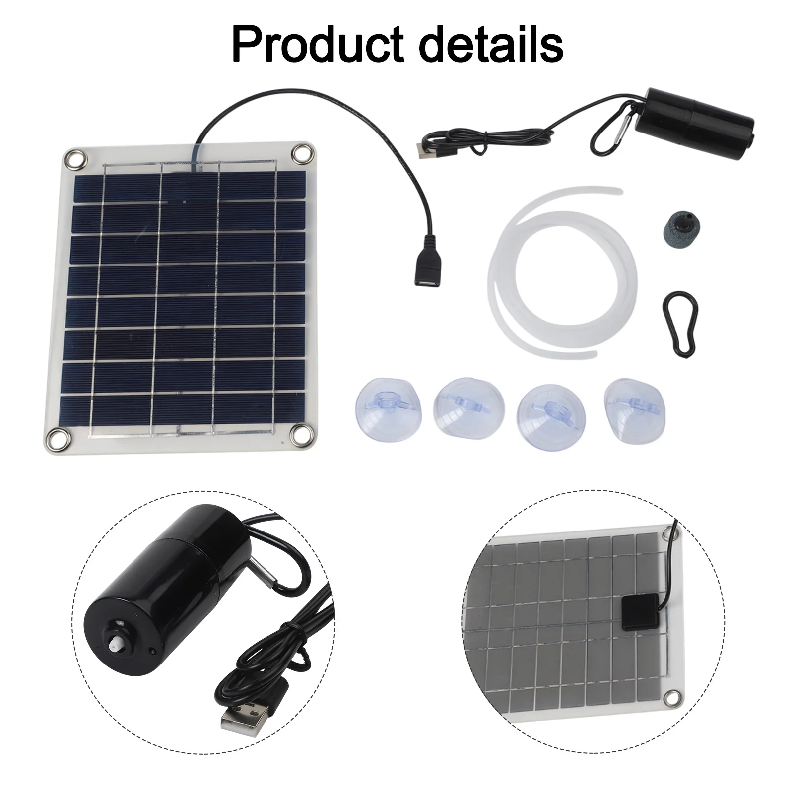 20W Fish Tank Pump Outdoor Aquarium Oxygen Pump 2A Working Current Efficient Operation Low Battery Alarm Monocrystalline Silicon