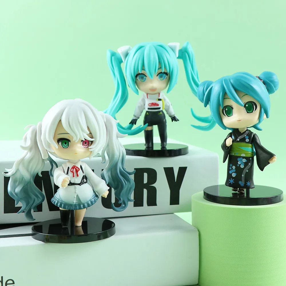 初音ミクアニメフィギュア,6点セット,カラフルなステージ,着物モデル人形1セット,ドールイレ,フランス人,シャイニー,アクションフィギュア