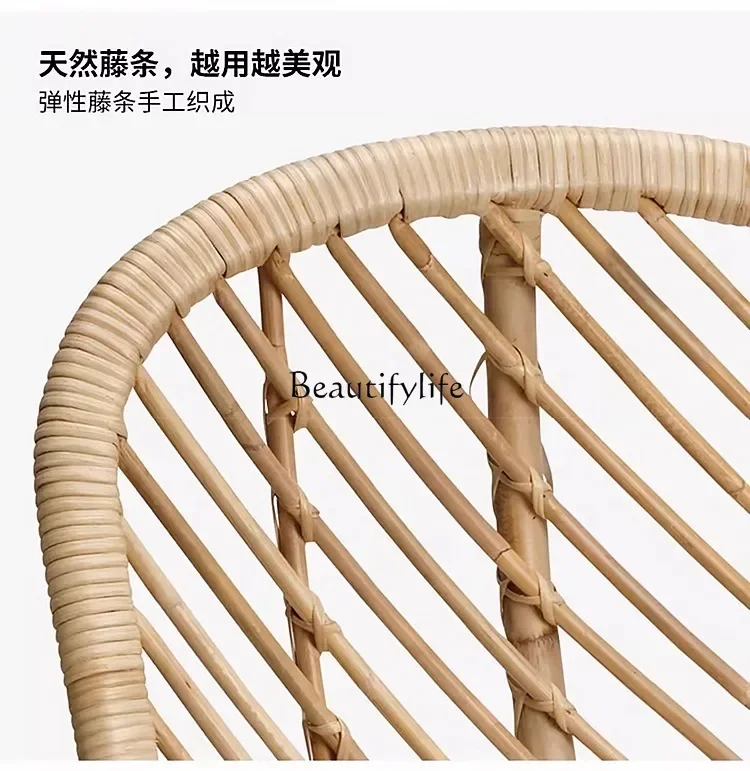 yj32 Surprise Wind Rattan Sofa Chair Nordic Plant Full Rattan Backrest Armrest Leisure Chair