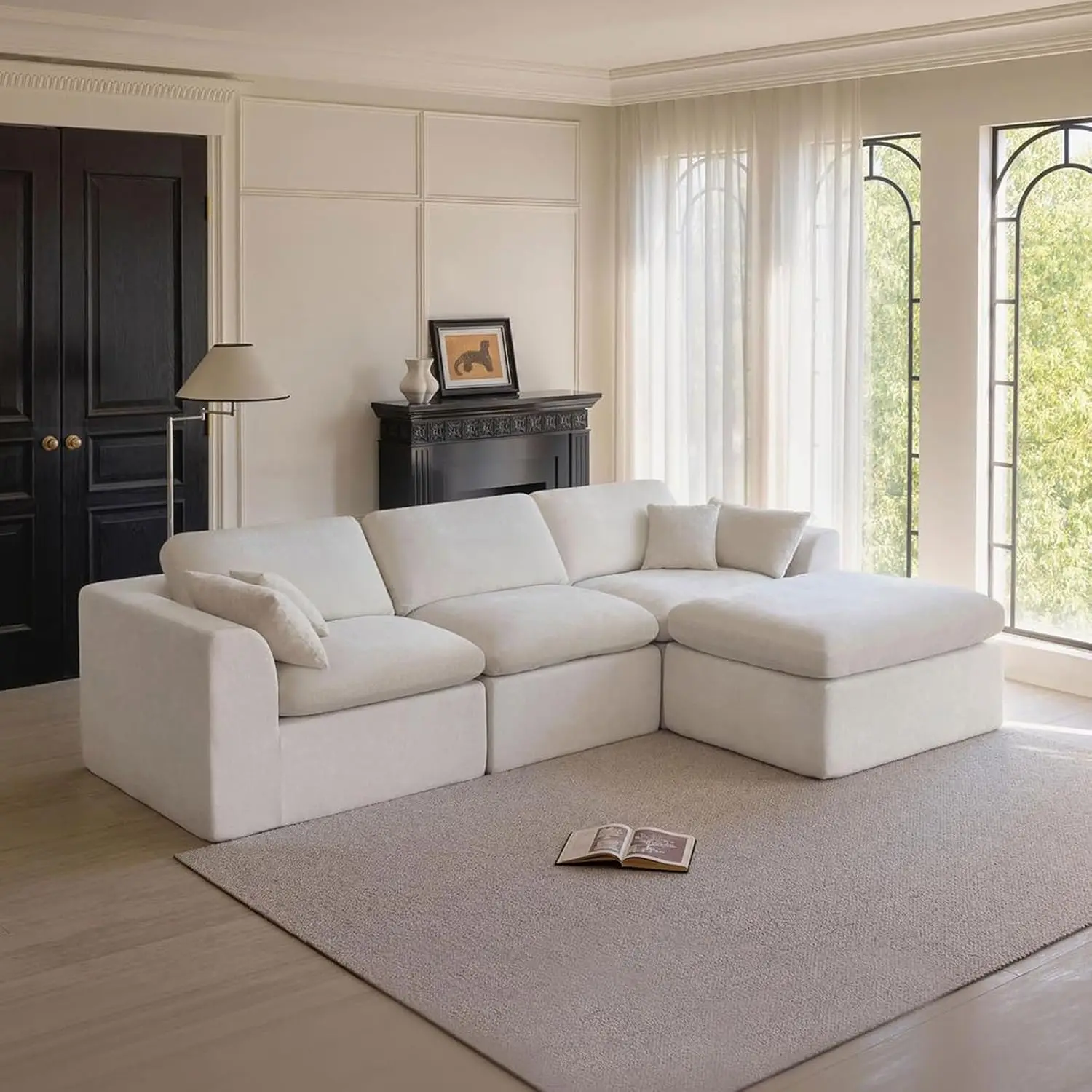 115in Modular Sectional Sofa L-Shape Convertible Oversized 3 Seater with Ottoman Living Room Customized