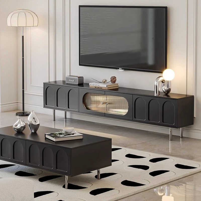 طاولة القهوة الفرنسية خزانة التلفزيون مزيج جديد الضوء الأسود الفاخرة شقة صغيرة غرفة المعيشة خزانة تلفزيون المنزل بسيطة وحديثة #3