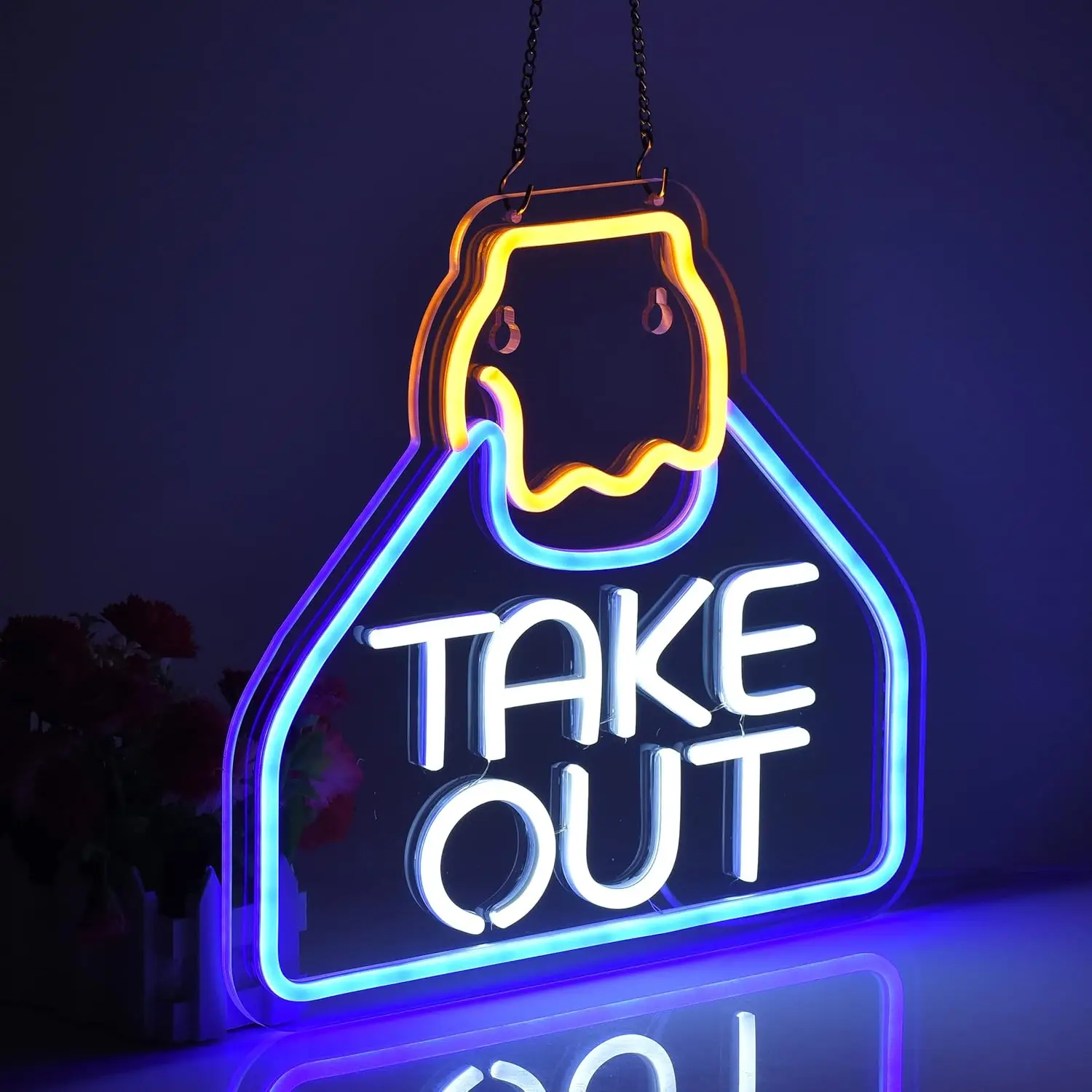 Take Out Neon Signs LED Takeaway Neon Shop Signs Restaurant Bar Coffee Shop Signs Remind Takeaway Workers and Customers