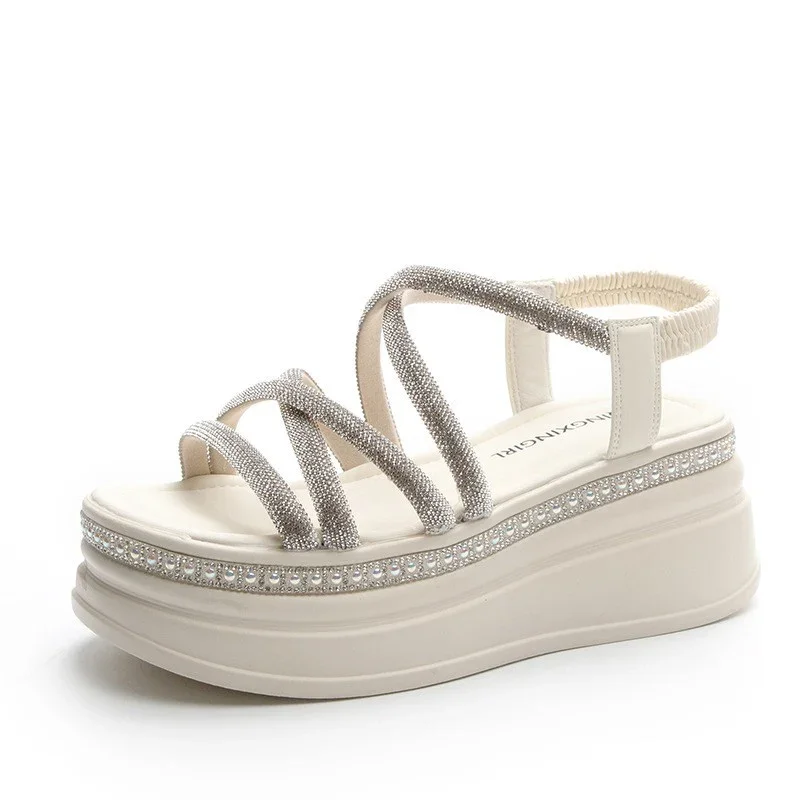 المفتوحة تو كريستال الصنادل النساء أحذية منصة الصيف عالية الكعب 2024 جديد حذاء كاجوال فستان الطالب نعال شاطئ Mujer Zapatos #6