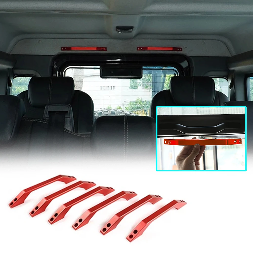 

For Land Rover Defender 110 130 2004-2018 Aluminum alloy Silver/Black/Red Car Roof Grab Handle Trim Defender Car Accessories