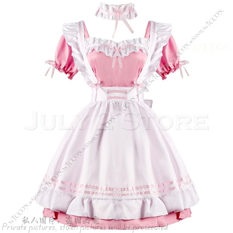 Maid Apron Lolita Halloween Costume Cosplay Black Red Pink Dress S-5XL Lovely Maid Christmas Kawaii Dating Outfit Disguise Woman