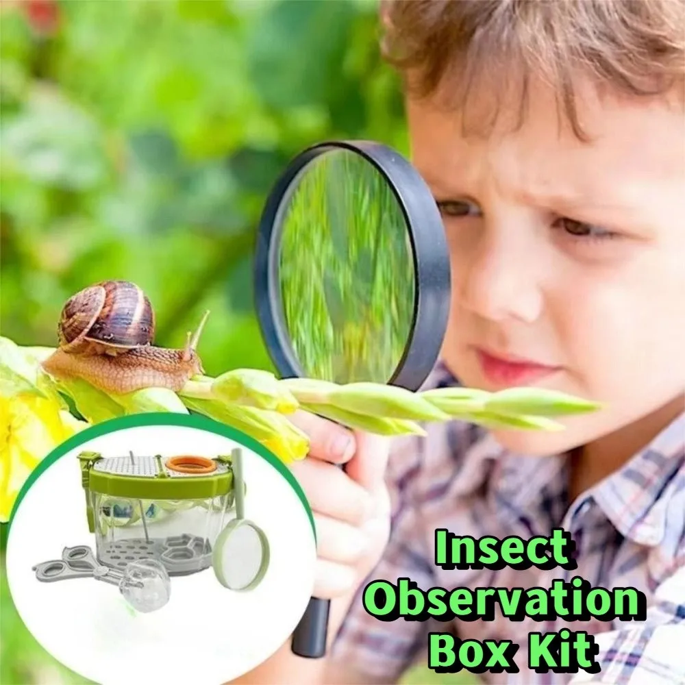 

5X Magnifying Glass Insect Observation Box Kit Breathable Adjustable Straps Reptile Observing Container Multifunctional