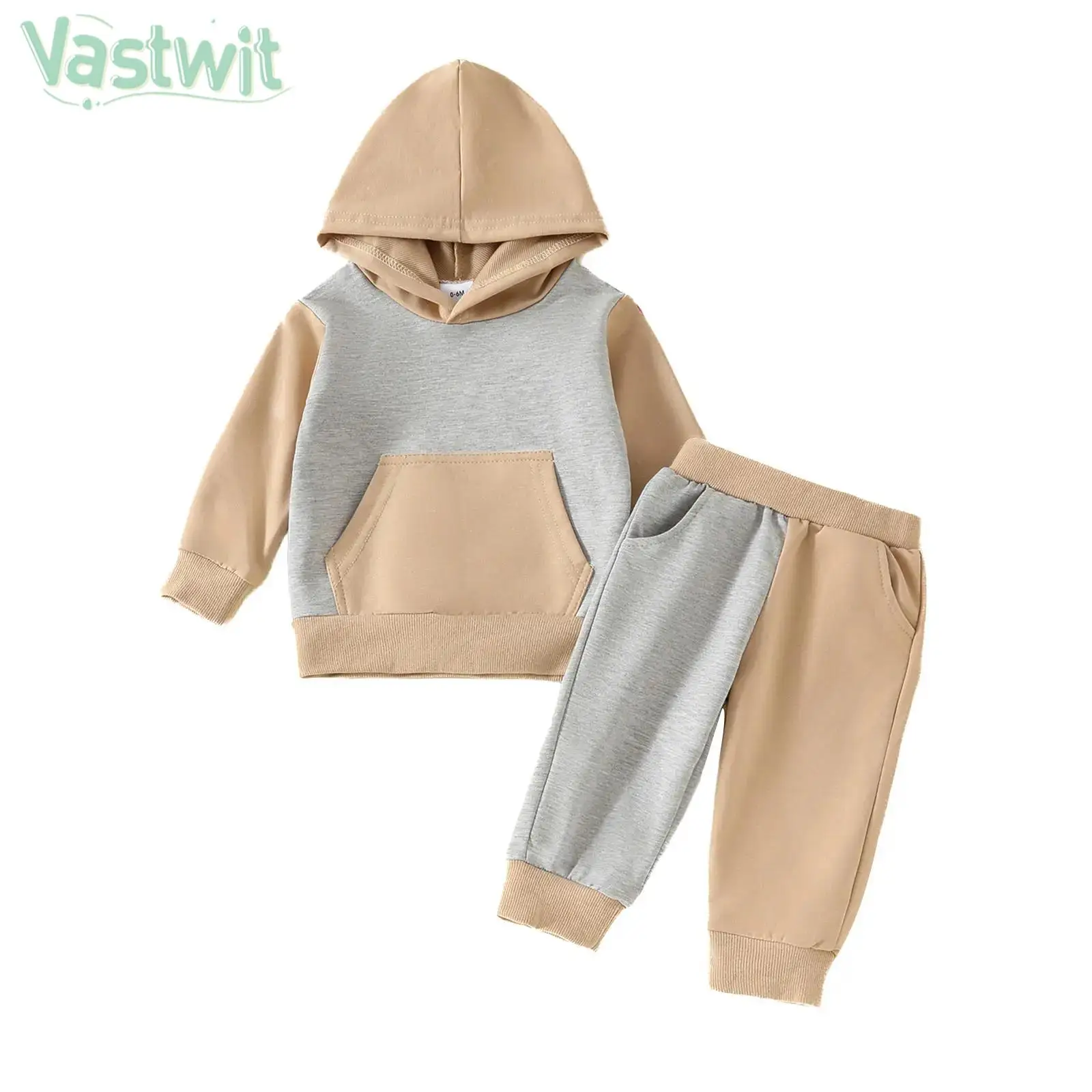 

Boys Girls Spring Fall Casual Sports Set Long Sleeve Hooded Sweatshirt Tops with Pants for Daily School Homewear Streetwear