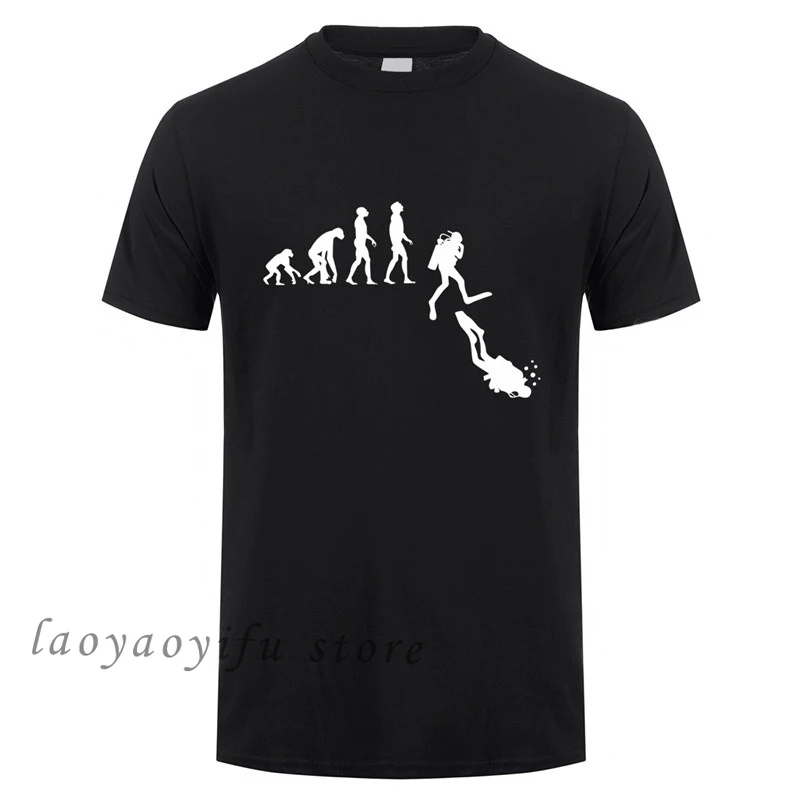 Man T Shirt Diving Evolution TShirt Male Fashion O Neck Tops Funny Diver T-shirts Hombre Summer XS-4XL Tees Roupas Masculinas