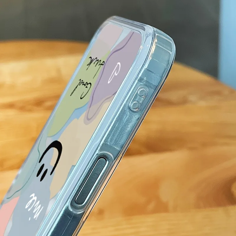 Прозрачный чехол для телефона с улыбающимся лицом и бантом в форме сердца для iPhone 17 Pro Max 16E 16 15 13 12 11 14 7 8 Plus XS X XR, противоударный мягкий чехол