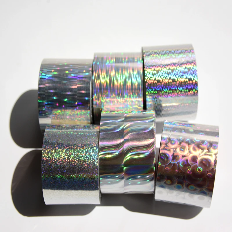 120M/roll Laser Clear Transfer Foil For Salon Holographic Broken Glass Hot Stamping Nail Stickers Press On Paper