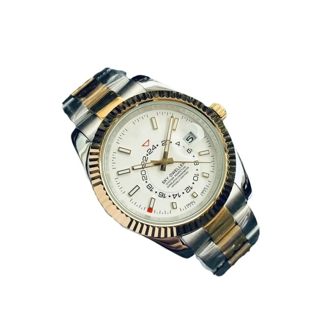 Orologio automatico da uomo meccanico a carica automatica cinturino in acciaio inossidabile oro rosa argento blu data cielo di lusso 40 mm