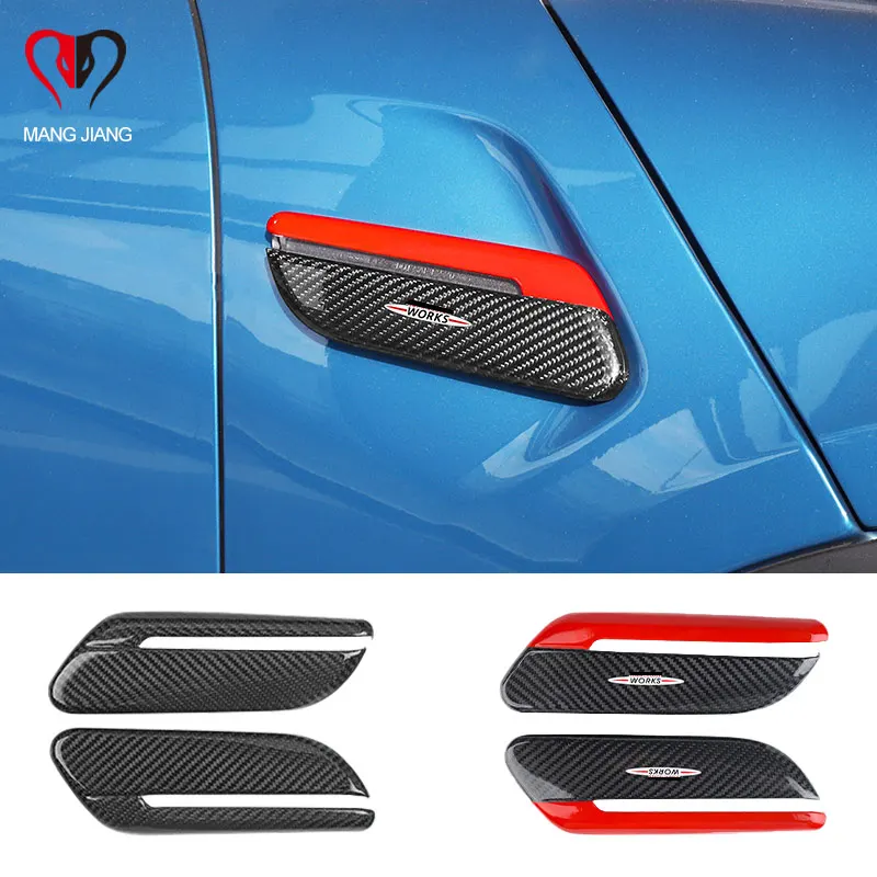 For Car Auto For Mini Cooper F55 F56 F57 2022 Exterior Side Fender Cover Sticker Real Carbon Fiber Signal Light Case Accessories