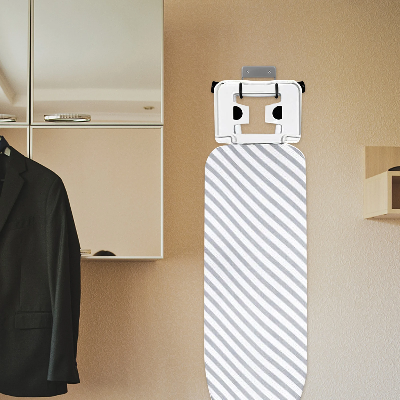 1Jgo Gancho De Pared Para Tabla De Planchar Hierro Fuerte Soporte Multifunctional Colgador Almacenamiento Conveniente Para Hogar Hotel Oficina Lavandería Armarios Garaje