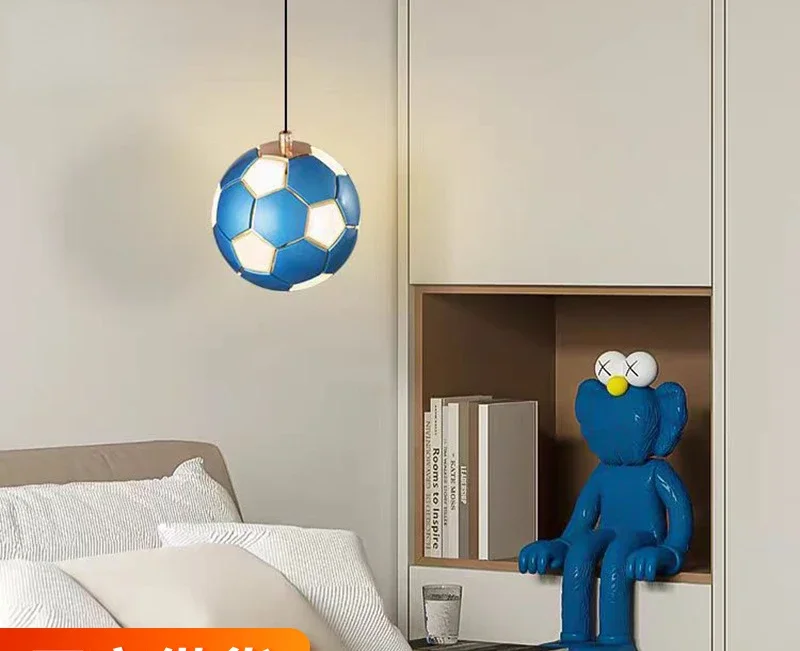 Modern Minimalism Metal Acrylic Football Spot Pendant Light For Children Bedside Study Nursery Decoration Hanging Lamp Design