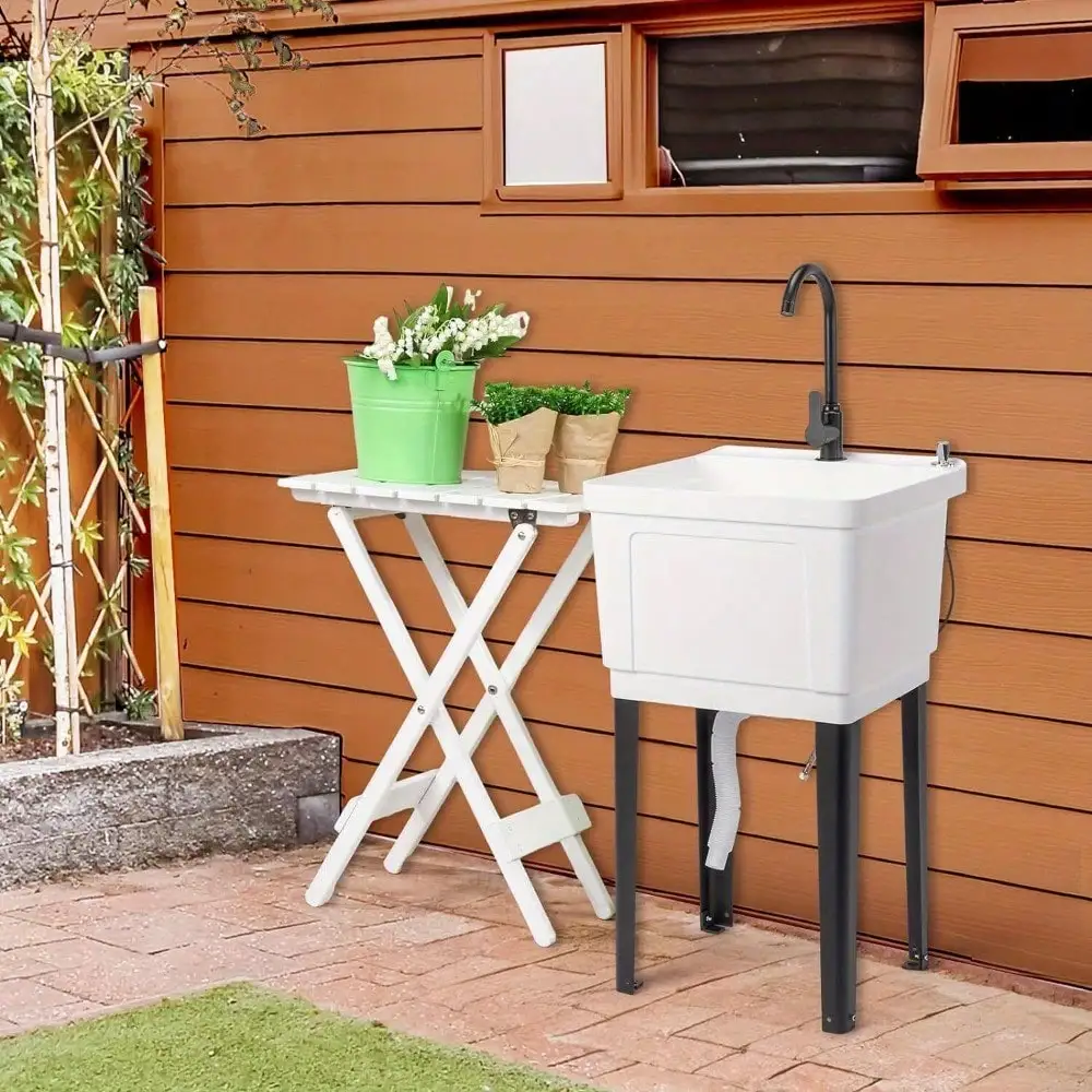 

Универсальная раковина 19,7 x 18,9 дюйма x 46,9 дюйма, ванна для стирки с краном для чистки фруктов