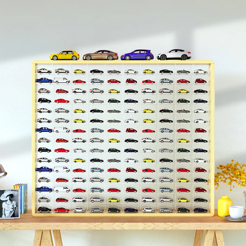 

Custom Car Display Cabinet Tomica Toy Car Storage Rack Wall-Mounted Fire Wheel Alloy Solid Wood Acrylic