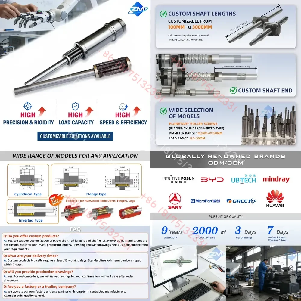 

Heavy Planetary Roller Screw Inverted Type High Precision Lead From 0.5mm to 50mm for Robotic