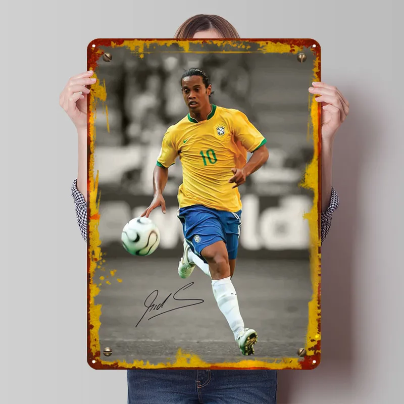 Ronaldinho Metal Signs Football Sports Posters Decor for Room Decor Items Aesthetic Custom Tinplate Sign for Wall Art Decoration