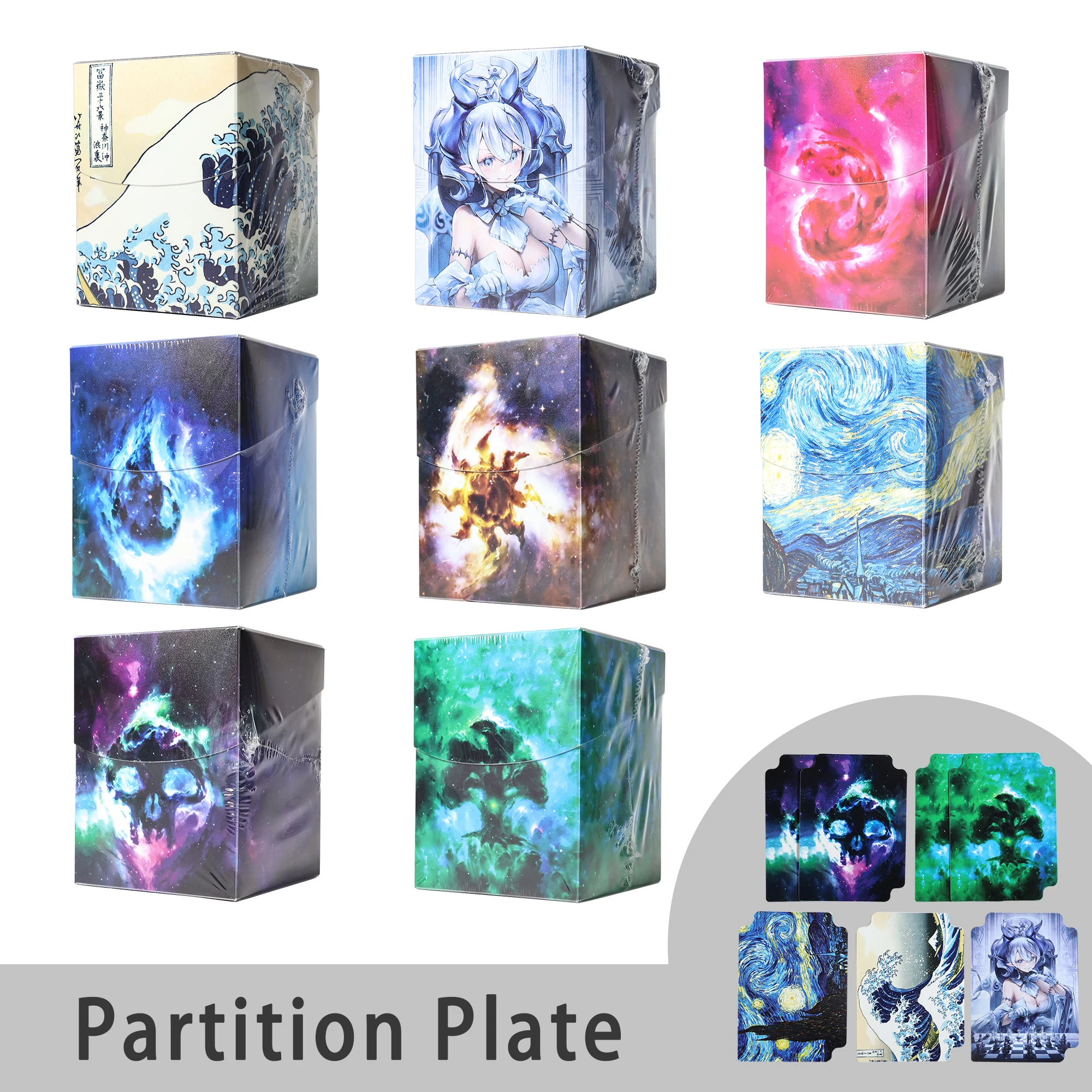 

100 + коробка с разделителем, классический чехол для колоды карт аниме, органайзер для коллекции для PTCG/YGO, многофункциональная коробка для хранения