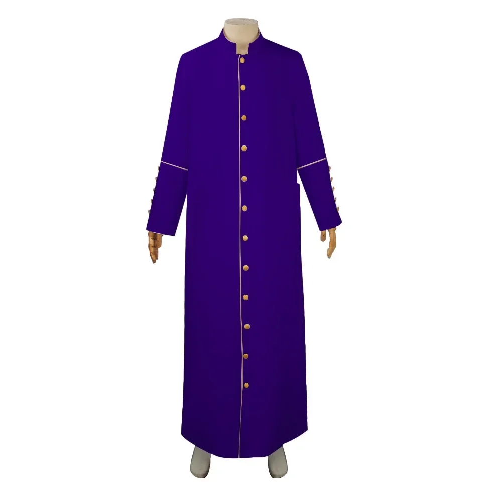 Victorian Clergy Robe - Elegant Full-Length Worship Gown with Stand Collar,Sacred Service Attire - Classic Ministerial Gown