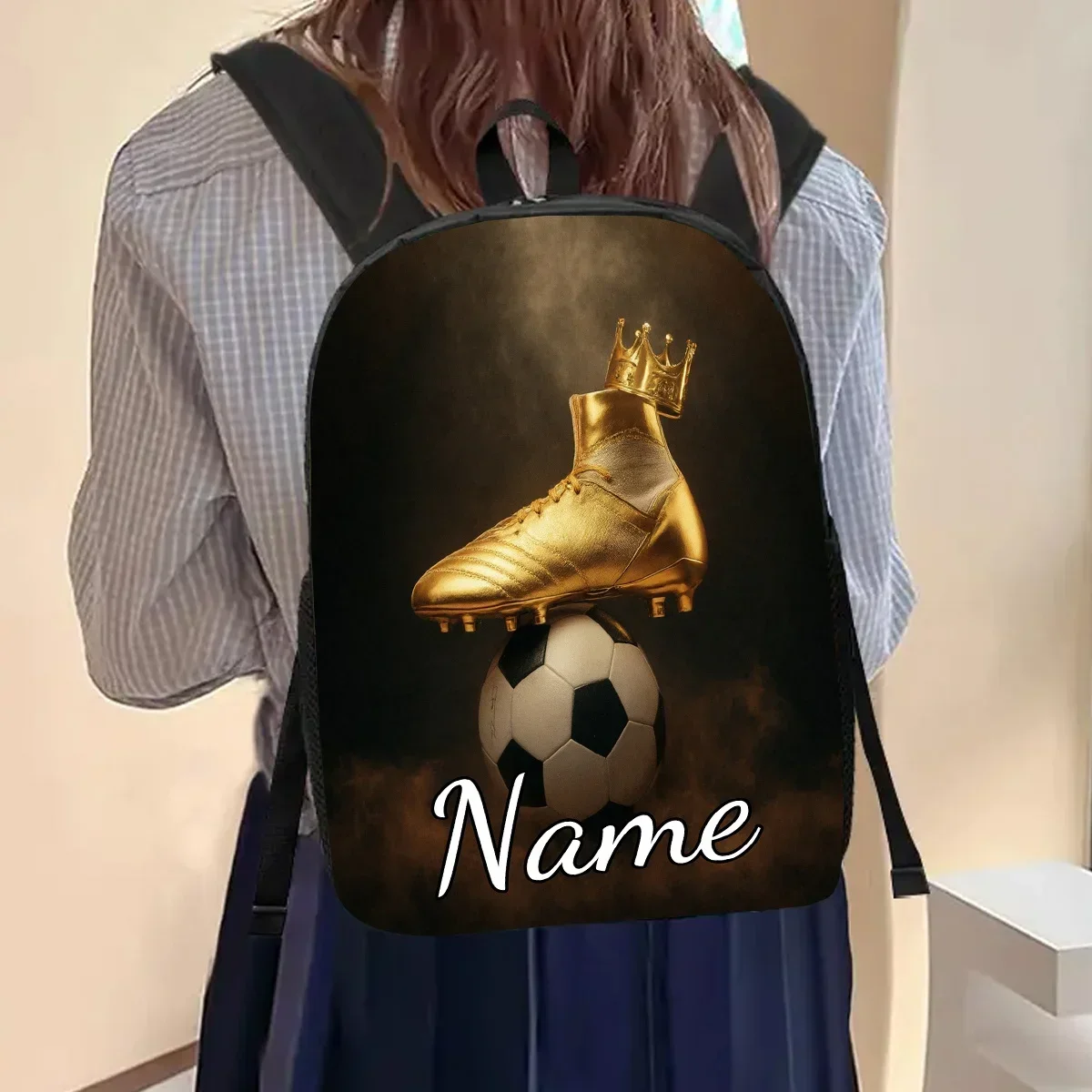 Custom Bag 1pc, Customizable Text Soccer Backpack, Name Personalized Backpack, Large Capacity 17-Inch Casual Double Shoulder Bag