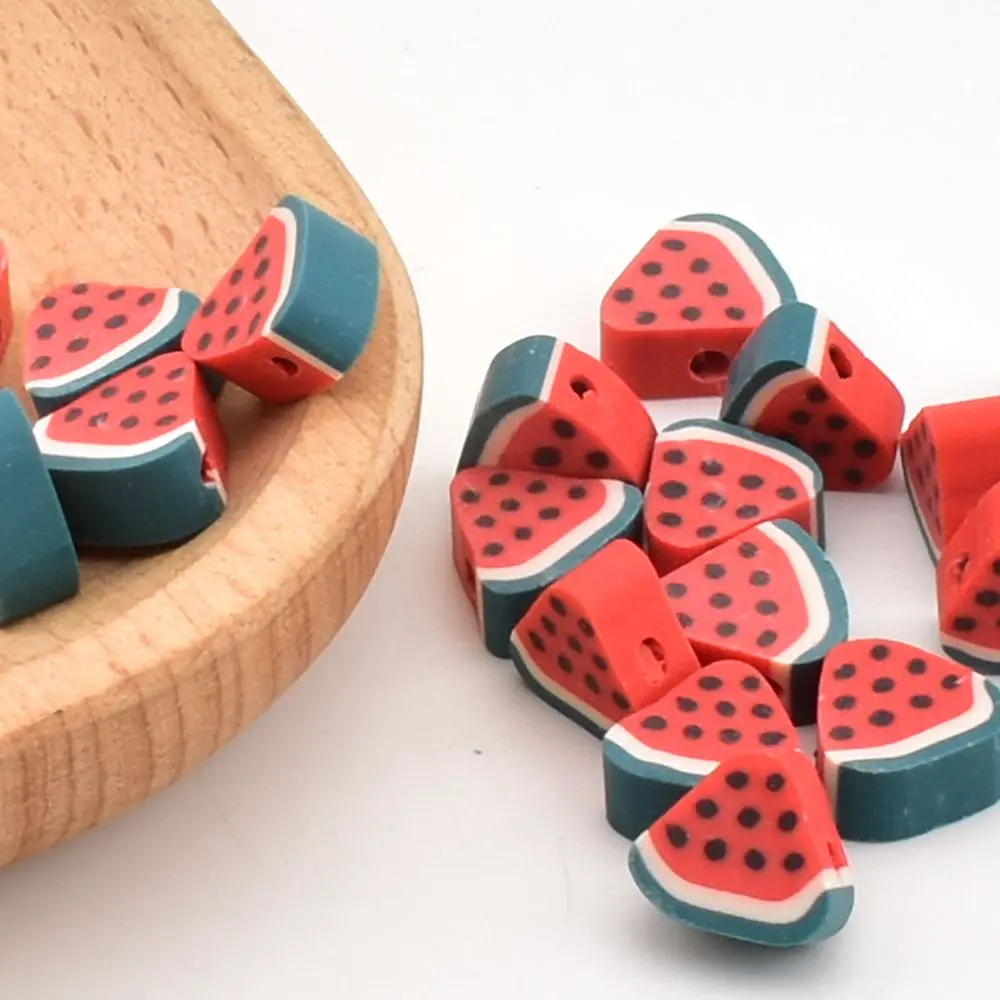20pcs/lot Perforated Red watermelon slices polymer clay  DIY Fashion Accessories polymer clay beads for Jewelry Making