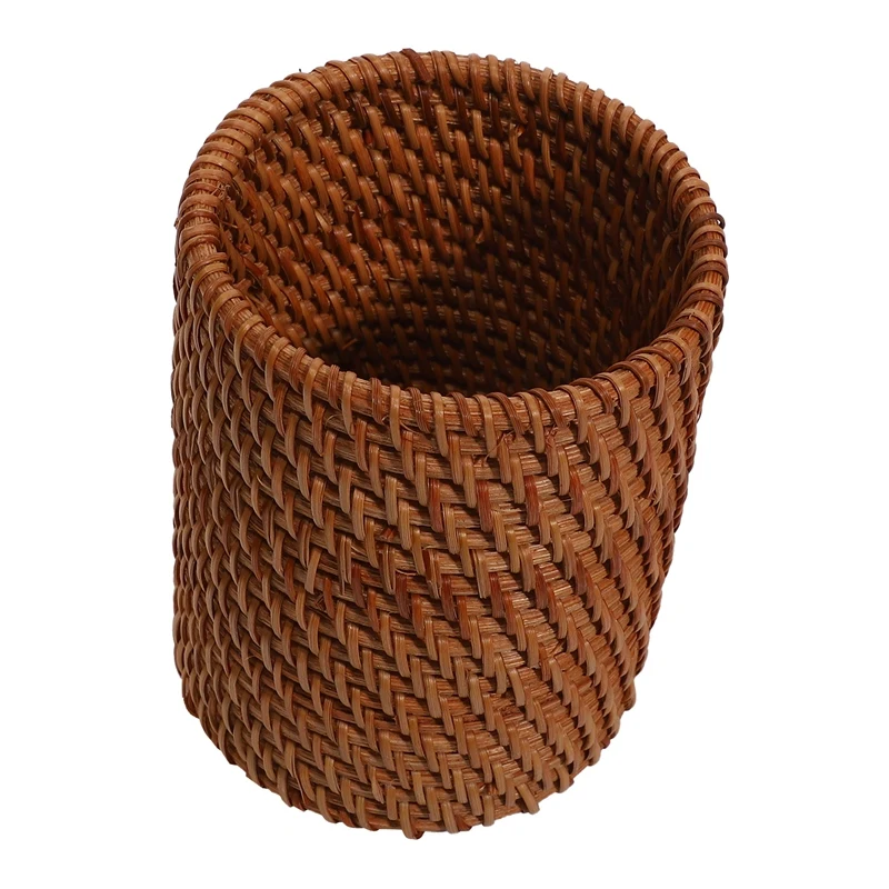 2X Rattan Chopsticks Tube Shovel Spoons Bucket Dinner Knives Forks Tableware Storage Box Home Storage Baskets A