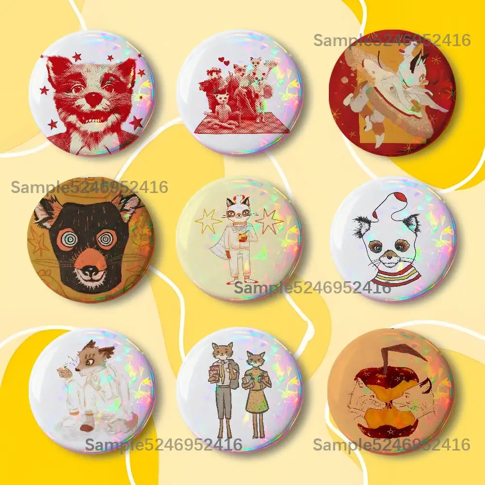 F-Fantastic Mr.Fox Ash Round Button Pins Badge Creative Brooches Backpack Clothes Decoration Fashion Cartoon Jewelry Gifts
