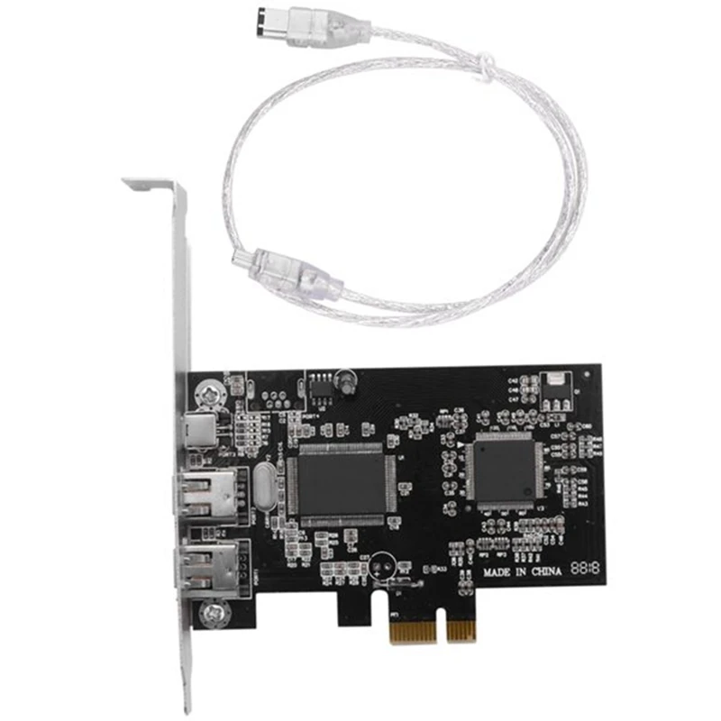 데스크탑 전용 PCI Express X1 PCI-E Firewire 1394A IEEE1394 컨트롤러 카드, 블랙 핏