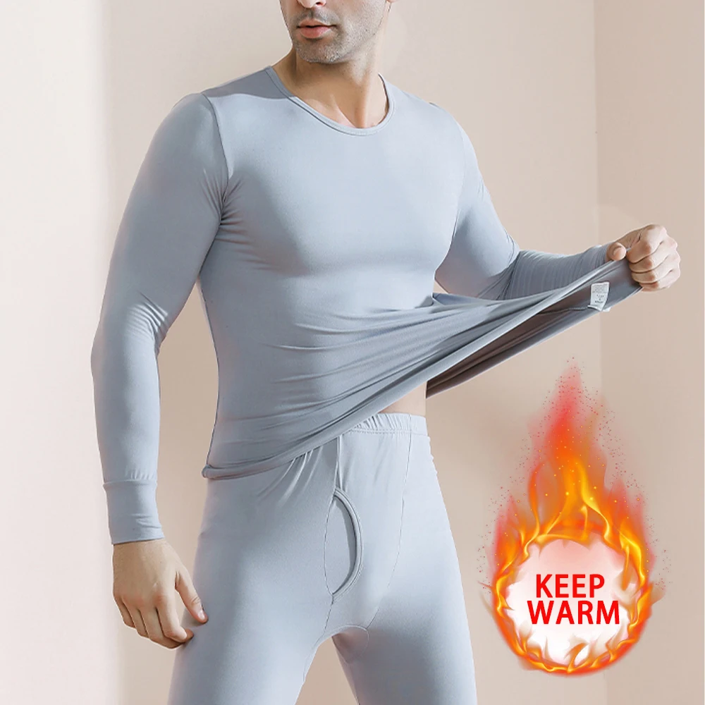 Long Johns Thermal Underwear for Men Fleece Lined Base Layer Set for Cold Weather Top Bottom Black Blue White