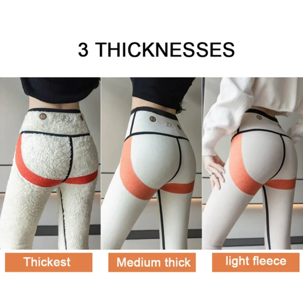 الخريف الشتاء اضافية سميكة لامب المخملية القرش طماق المرأة عالية الخصر بعقب رافع الأسود الحراري الصوف الدافئة طماق #6