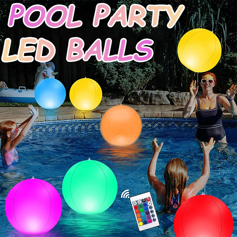 Outdoor Lighting Around Pool - Bola Pantai Tiup 16 Warna LED