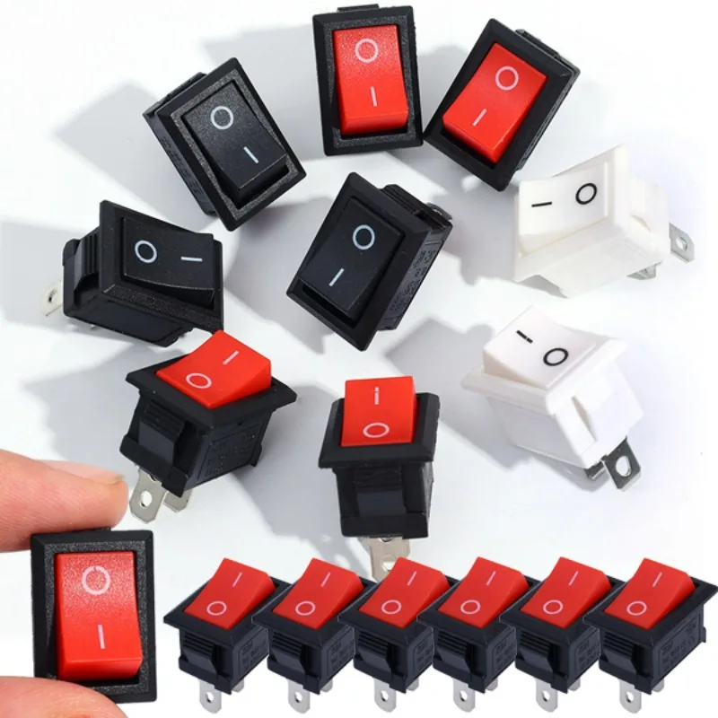 

20/5Pcs Push Button Switch 21x15mm SPST 2Pin 6A 250V KCD11 Snap-in on/Off Rocker Switch 21MM*15MM Black Red and White