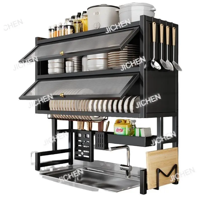 

Полка для кухонной мойки JC, пылезащитная, двухъярусная, для хранения палочек и столовых приборов, для установки на столешницу/в шкаф