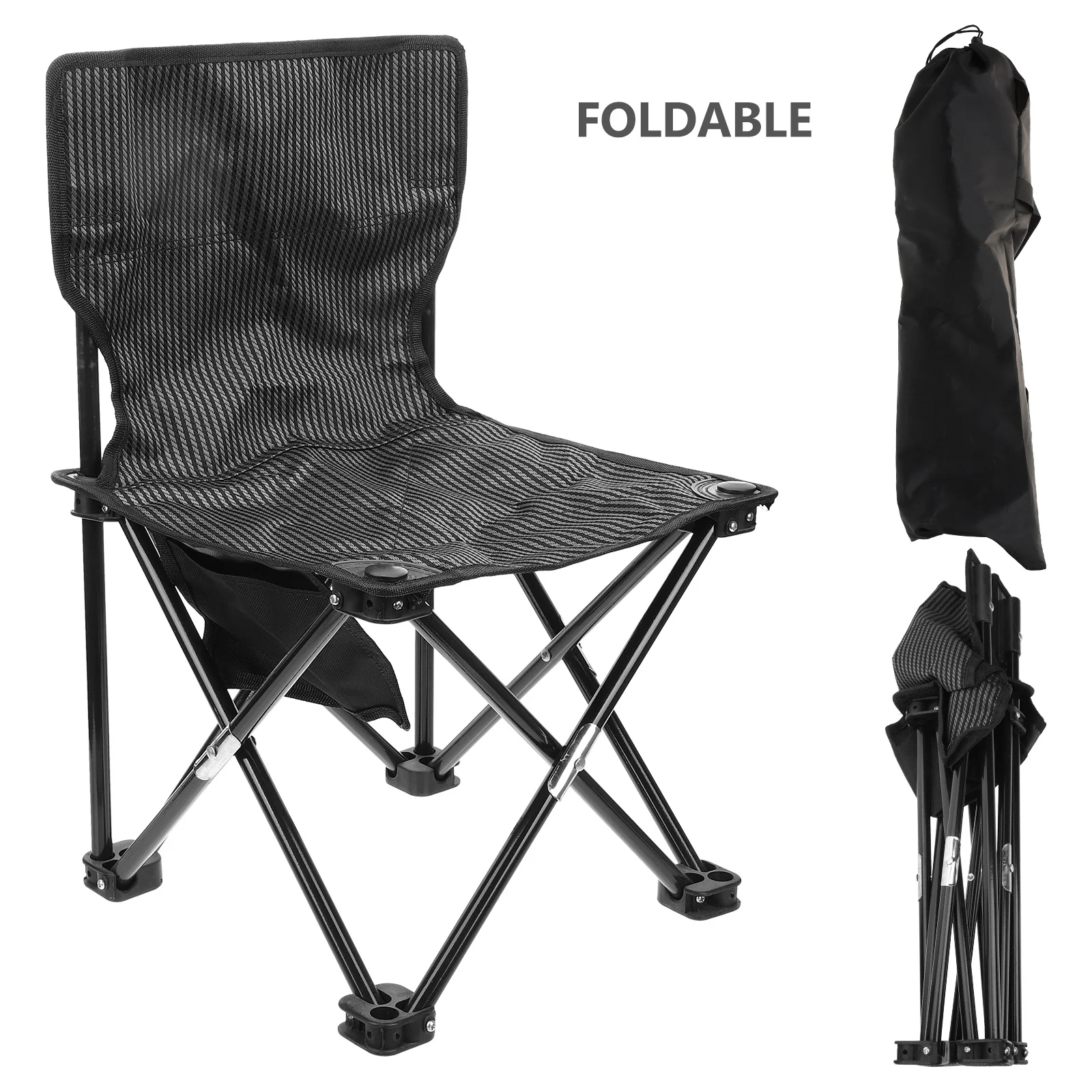 

Portable Folding Camping Chair Small Lightweight Oxford Cloth Outdoor Stool Stable Foldable Hiking Chair with Carry Bag