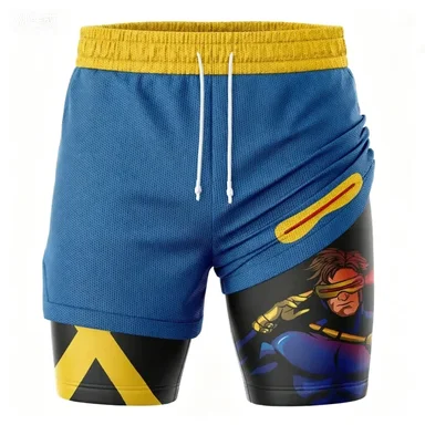 Summer New Anime Peripheral Quick Drying Breathable Double-layer Fake Two-piece Training Running Pants