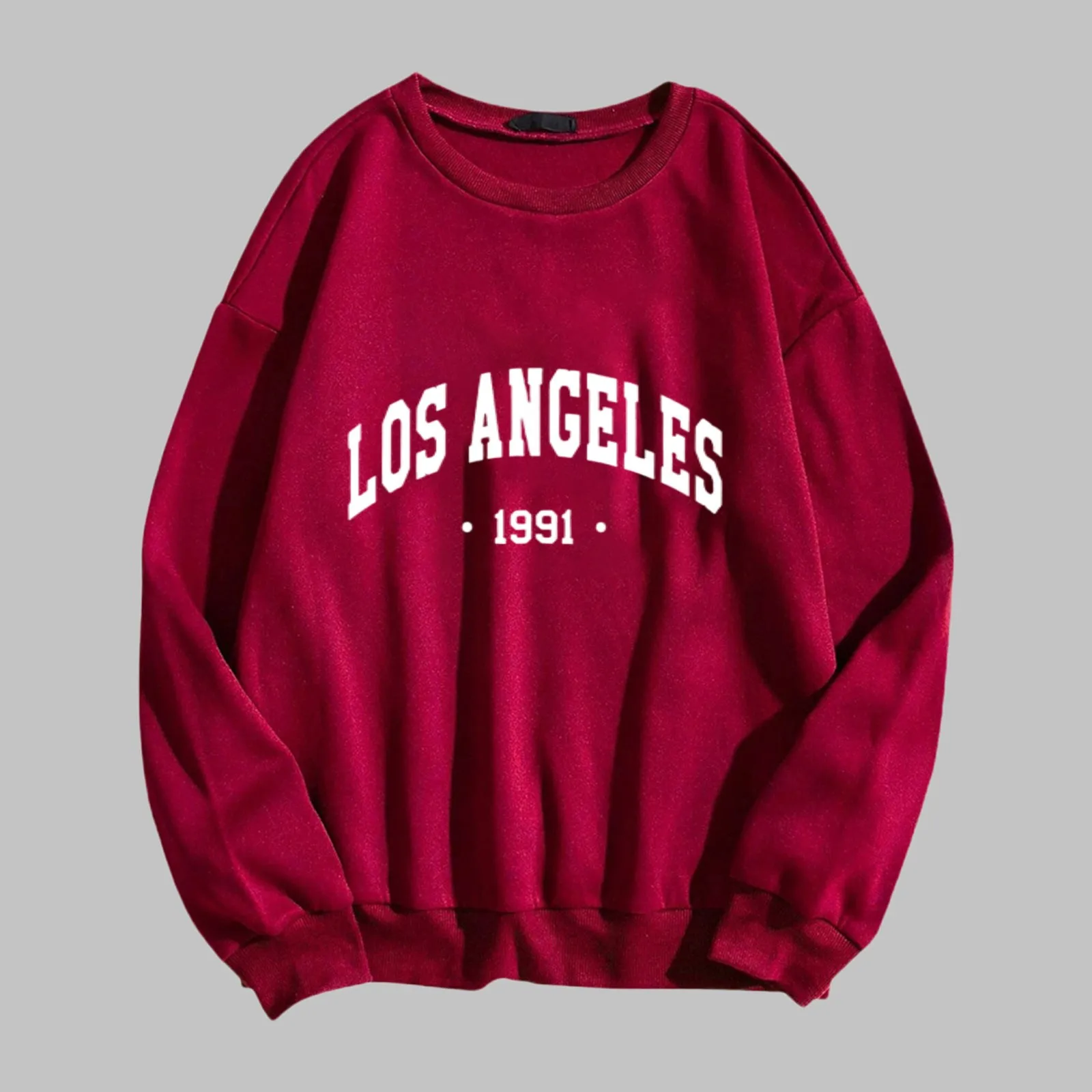 Kaus wanita motif Los Angeles Sweatshirt Retro Harajuku kebesaran hoodie santai kerah kru longgar pullover olahraga luar ruangan tracksuit