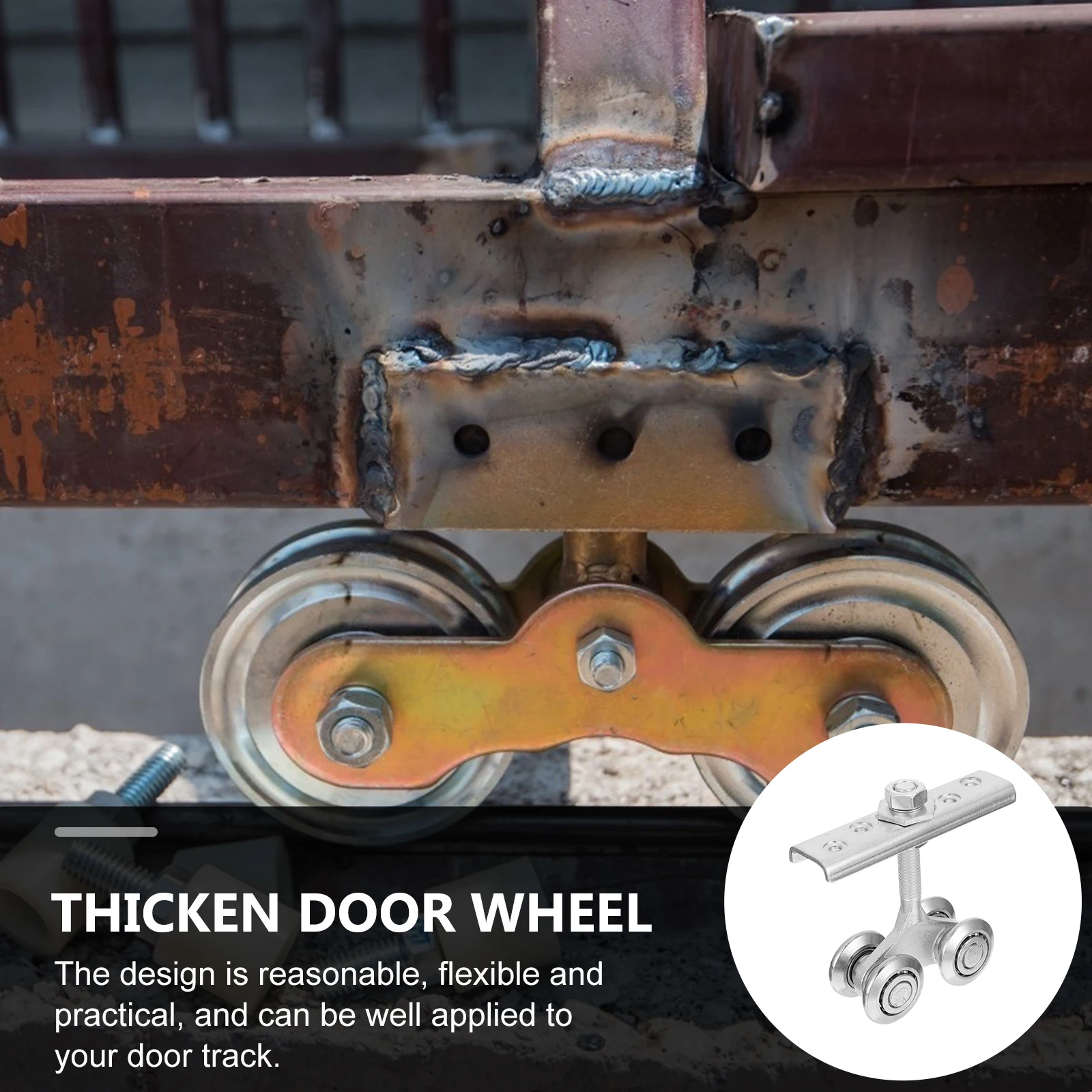 

Heavy Duty Steel Sliding Accessory Single Track Trolley Wheels 30KG Load Wide Diameter Industrial Door Hanging Wheel Wood Door