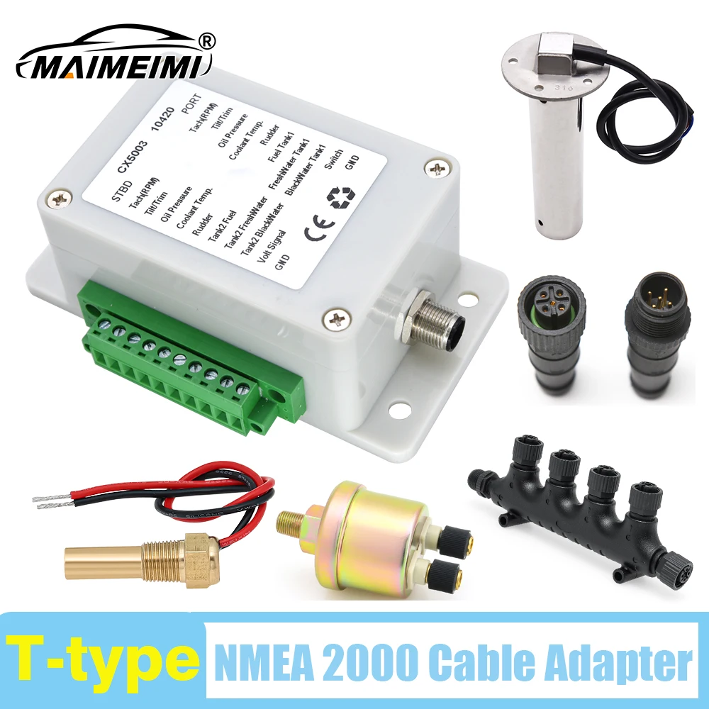 

Многофункциональный преобразователь NMEA 2000, двухканальный/одноканальный разъем Т-образного типа для лодки, яхты, морского датчика (опционально)