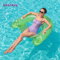 Bestway 43118 2 Colours/1 Inflatable Floating Pool Chair with Cup Holder Pool Floating Chair for Adult Beach Lake Pool Party (No