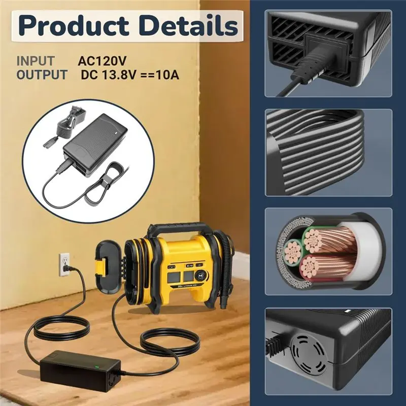 VEHO-13.8V For 20V MAX Inflator Cordless Tire Inflator Air Compressor Inflator Air Compressor US