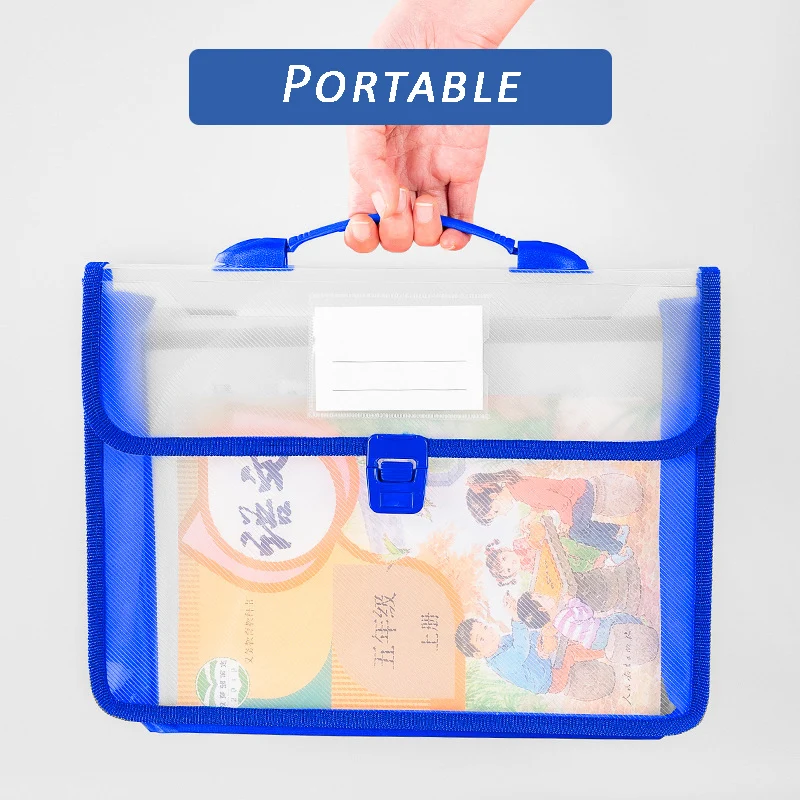 A4 Portable Snap Button File Bag Large-capacity Document Bag Examination Paper Storage Bag File Organizer School Supplies